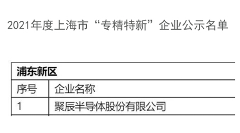 OETY歐億體育半導體獲評2021年度上海市經(jīng)信委“專精特新”企業(yè)